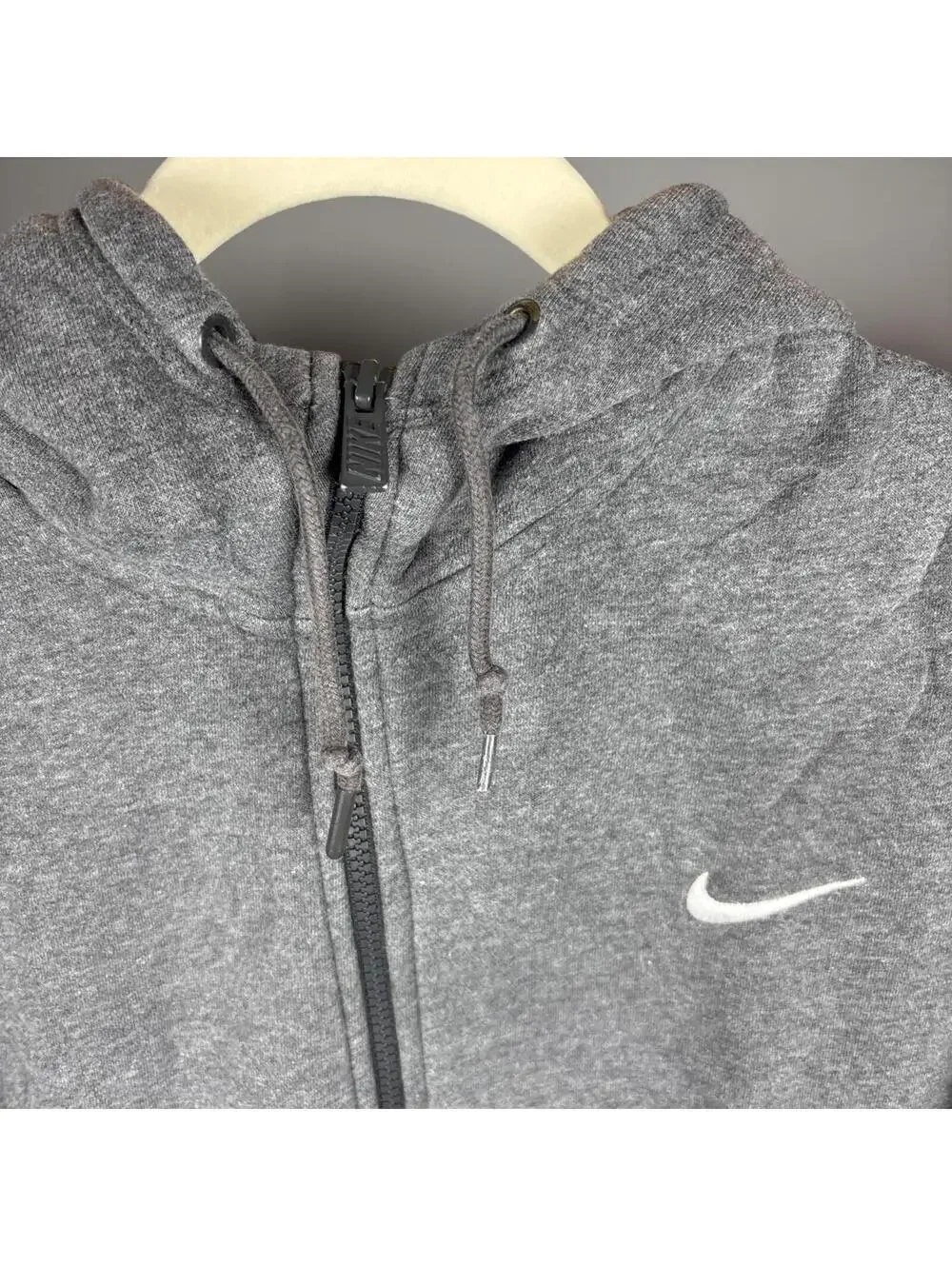 Vintage Y2K Nike Swoosh Full Zip Fleece Hoodie Mens XL Heather Gray